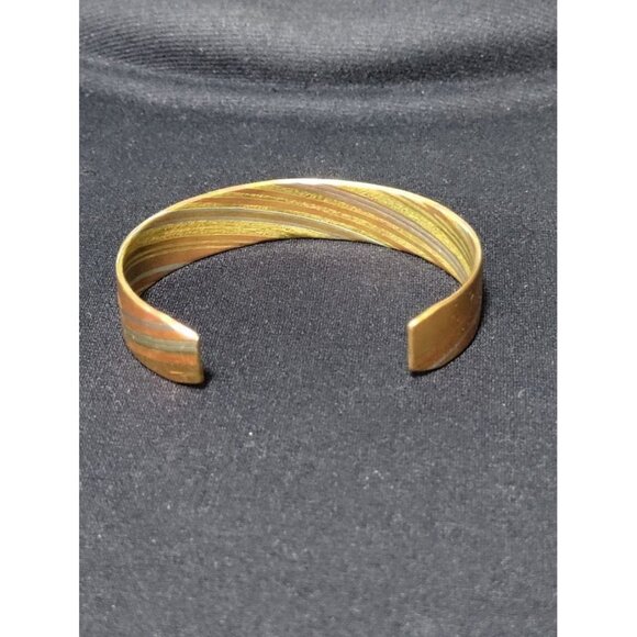 Vintage S.Walker Modernist Sterling Silver and Brass Earring and Bracelet Set - Picture 8 of 10